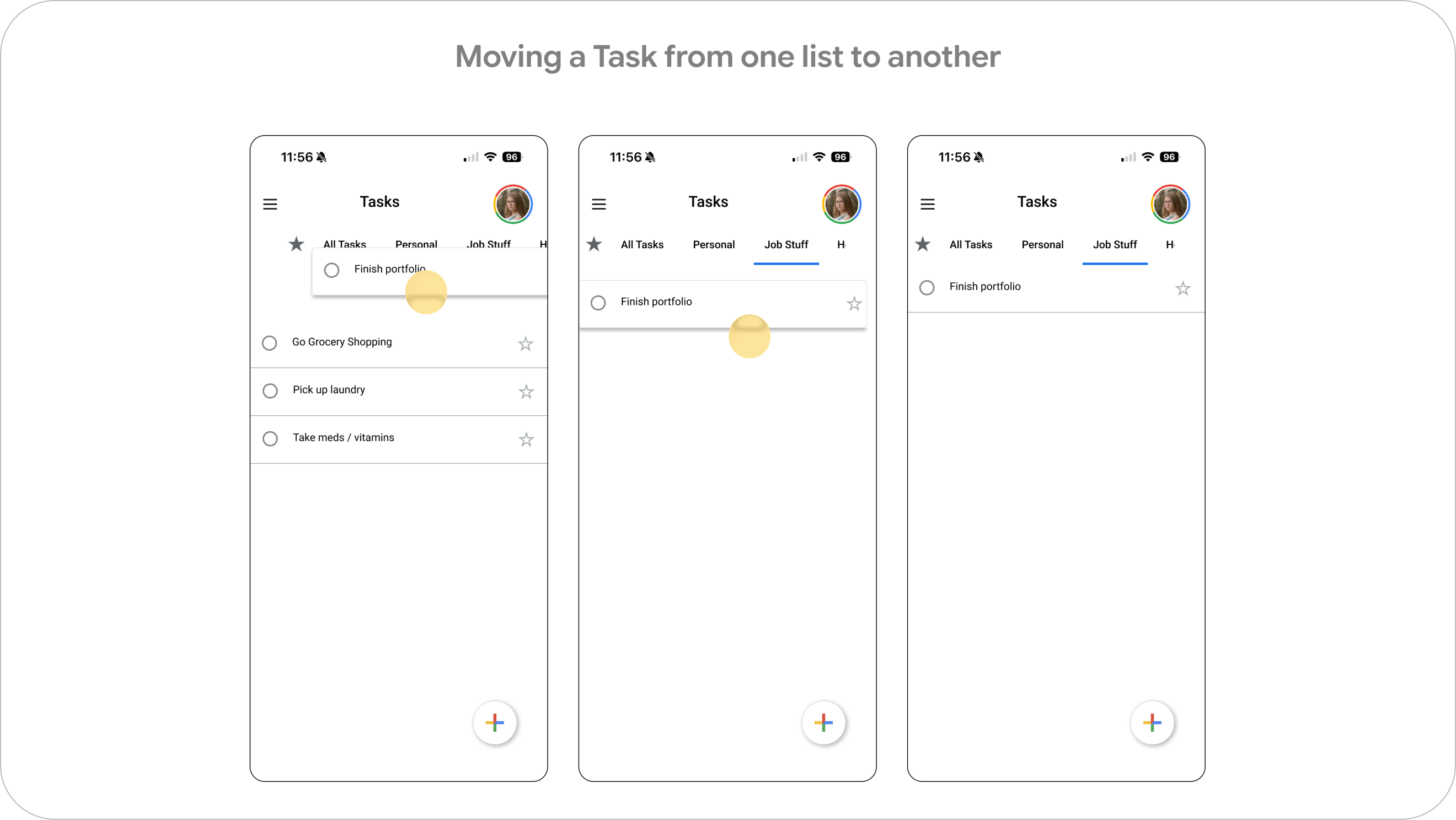 Moving a task from one list to another, continued