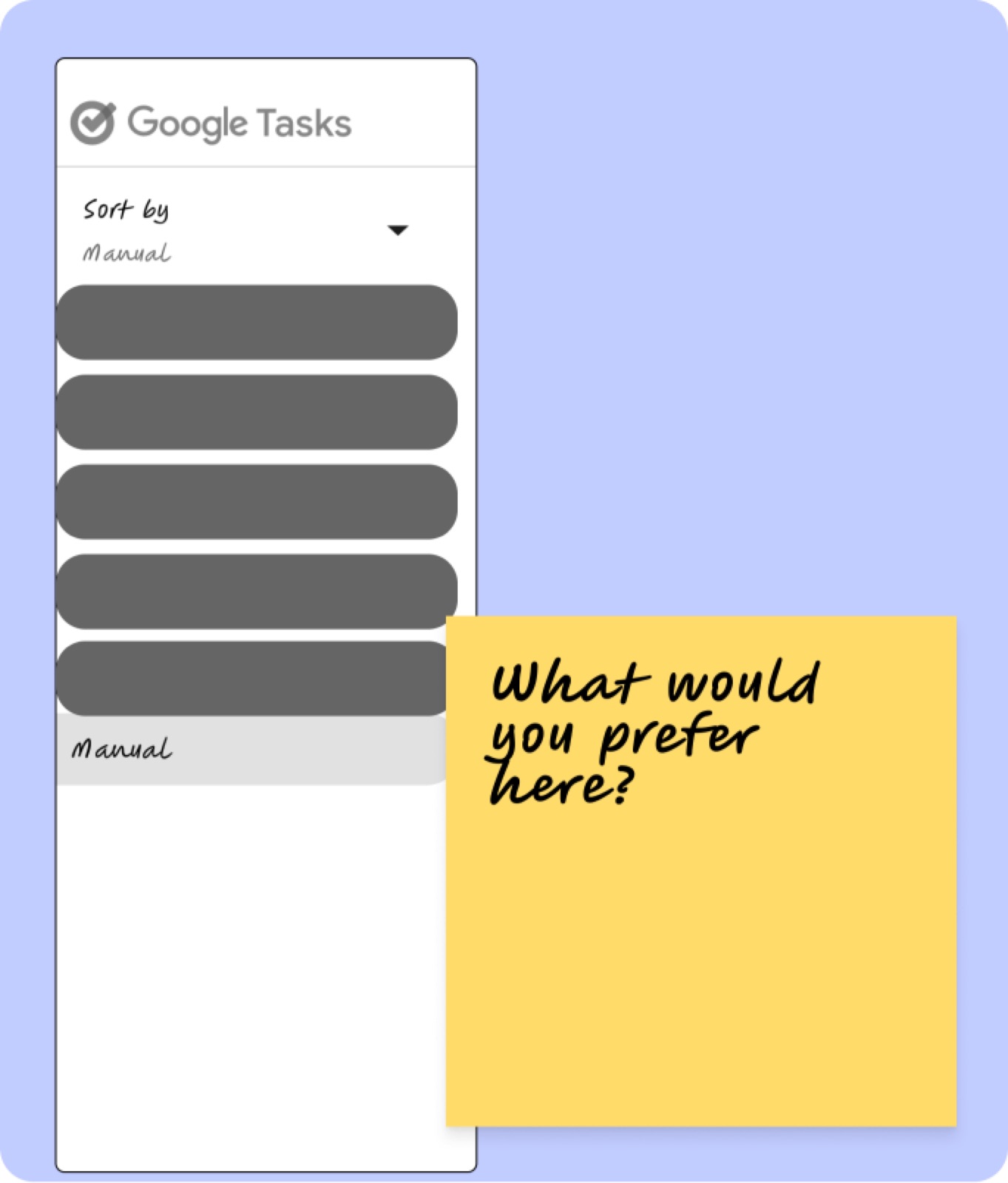 Testing prompt: what would you prefer in the sort menu?