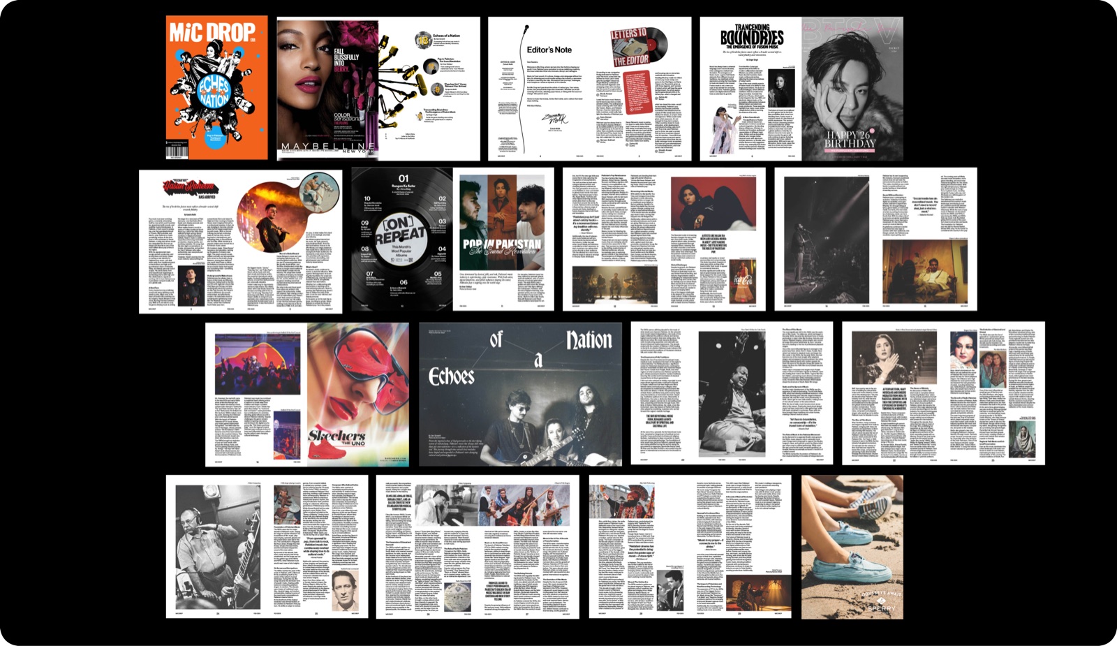 The full first issue laid out: cover and feature spreads shown together